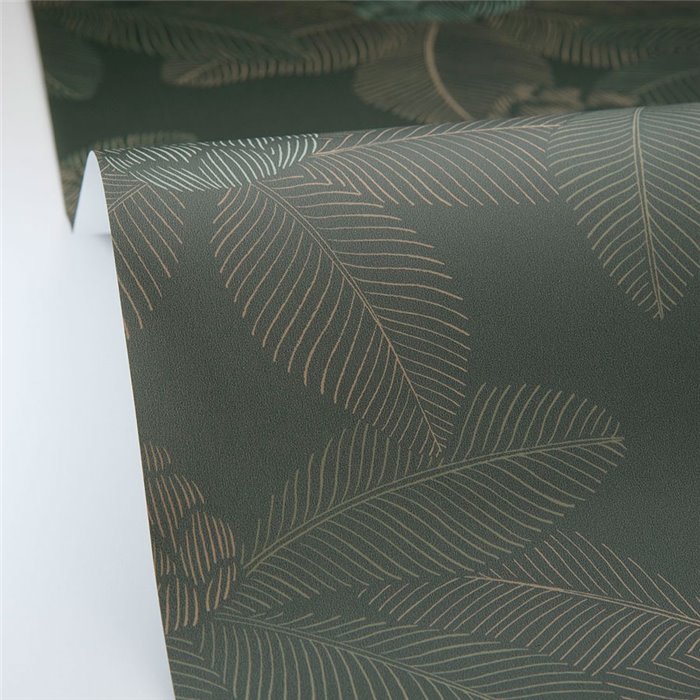 Caselio|Papier peint fleurs de lotus sur fond vert anglais|Floral