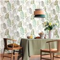 Caselio|Papel pintado estilo botánico con hojas dibujadas|Floral