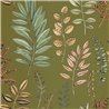 Caselio|Khaki floral wallpaper with herbarium leaves|Wallpaper