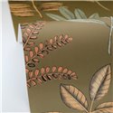 Caselio|Khaki floral wallpaper with herbarium leaves|Wallpaper