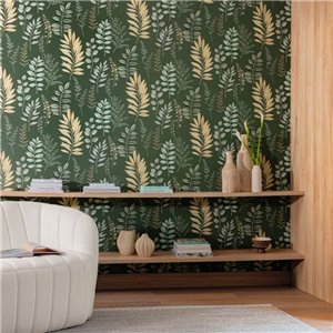 Casadeco|Florale Tapete mit üppigem grünen Blattwerk|Blumen 2