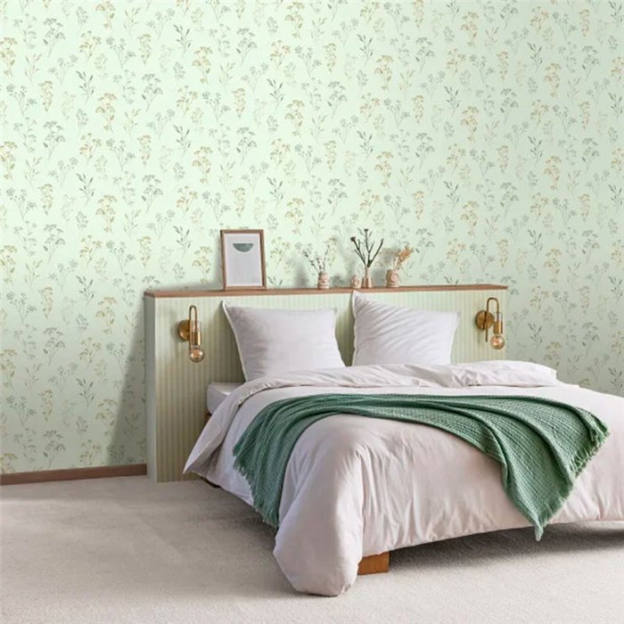 Caselio|Papier peint chambre rayures vertes étroites|Rayures