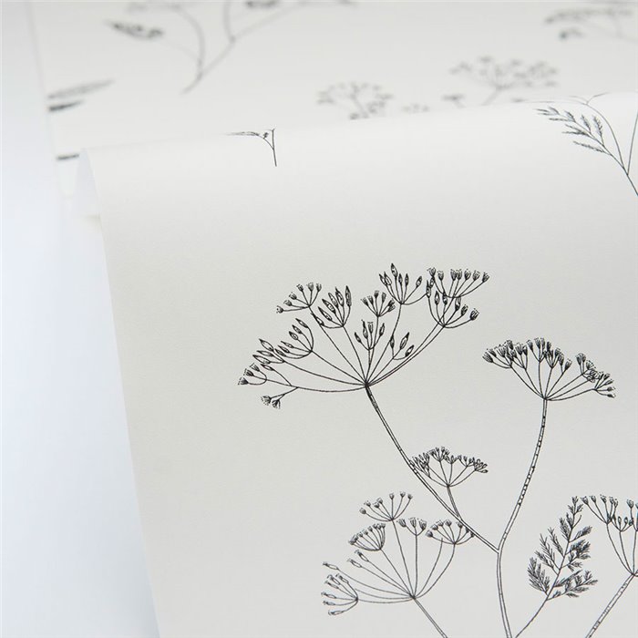 Caselio|Harmonious floral wallpaper in black|Floral