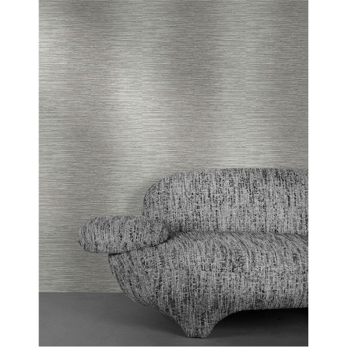 Grandeco|Papel pintado efecto textil gris claro|Papel Pintado