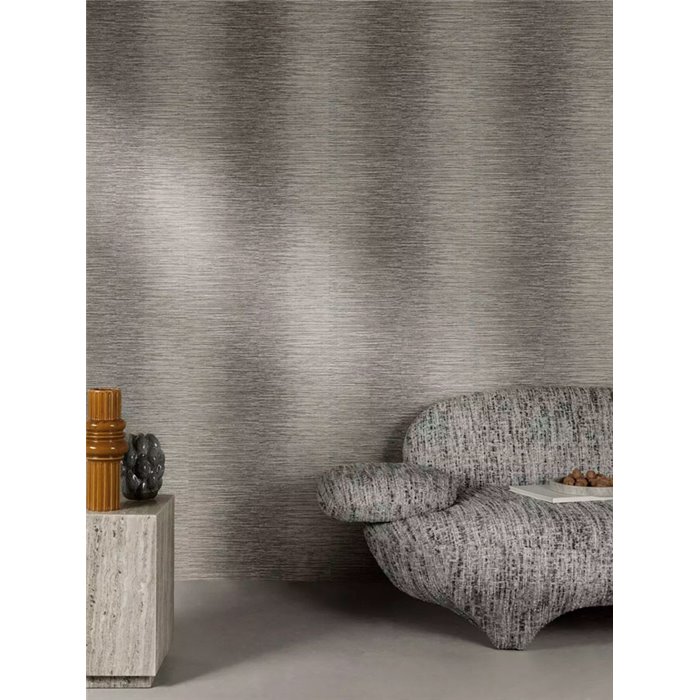 Grandeco|Papel pintado gris oscuro efecto textil|Abstracto