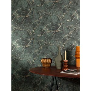 Casadeco|Emerald green muslin fabric wallpaper|Green 2
