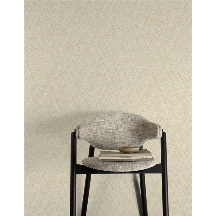 Grandeco|Papier peint trame textile beige|Papier Peint