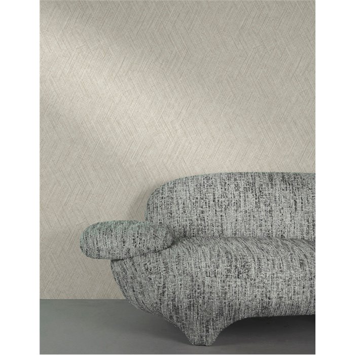 Grandeco|Modernes graubraunes Leinenoptik-Tapete|Tapeten