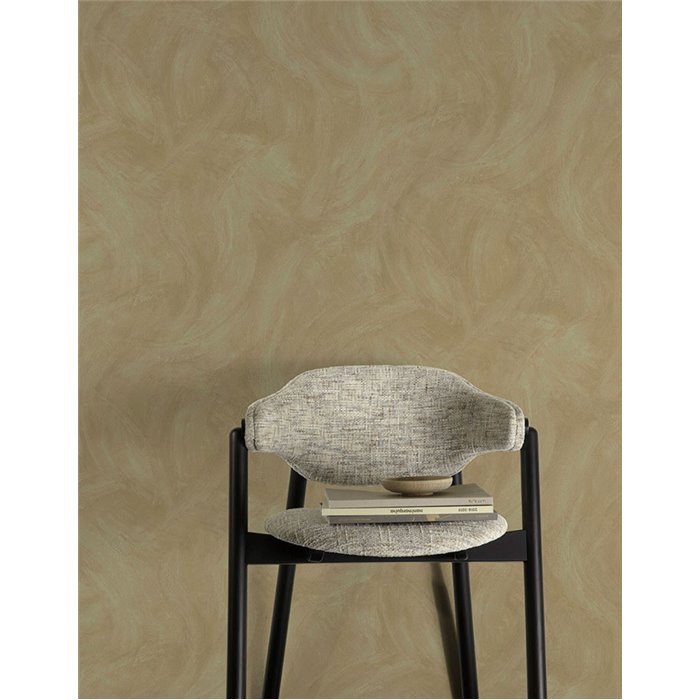 Grandeco|Papier peint effet stuc tons vert ocre|Imitation Stuc