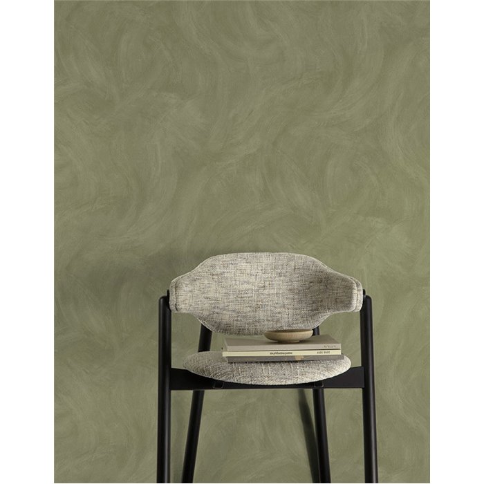 Grandeco|Papier peint stuc vert effet artistique|Imitation Stuc