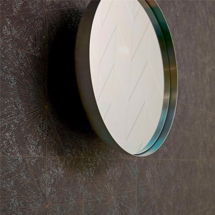 Elitis|Brown and green Art Deco wallpaper inspired by marquetry|High-End