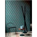Elitis|Modern Art Deco wallpaper in turquoise green and silver|High-End