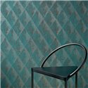 Elitis|Moderne Art-Déco-Tapete in türkisgrün und silberfarben|Hochwertige