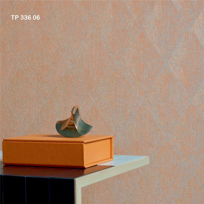 Papel pintado art deco rombos celeste y dorado iridiscente - Élitis Grand Hôtel TP33713