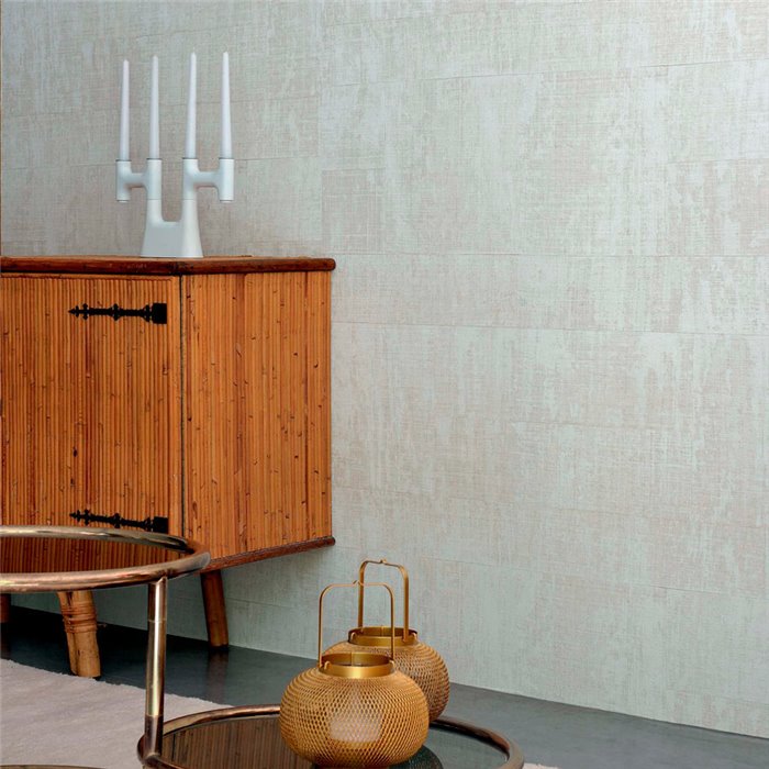 Elitis|Tapete in weißer Rafia-Optik mit Putz-Effekt|Tapeten