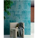 Elitis|Petroleum blue raffia wallpaper with plaster finish|Raffia Imitation