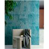 Elitis|Petroleum blue raffia wallpaper with plaster finish|Raffia Imitation