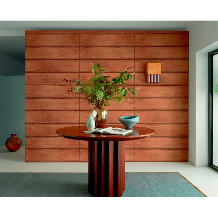 Elitis|Papier peint style japonais marron effet raphia|Imitation Raphia