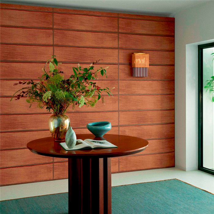 Elitis|Japanese-style brown wallpaper with raffia effect|Raffia Imitation