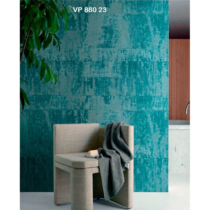 Elitis|Vinyl wallpaper with raffia effect, copper plaster finish|Wallpaper