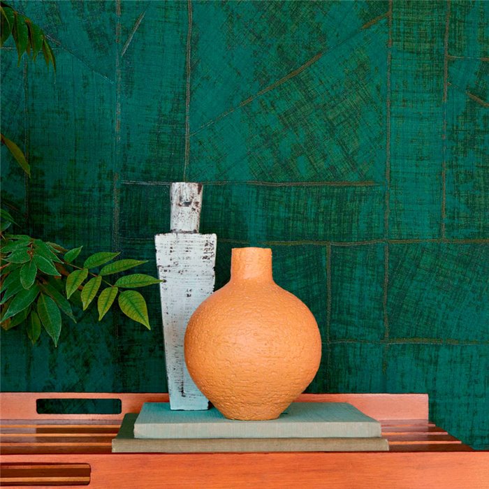 Elitis|Green-dyed vegetable fibre raffia or abaca wallpaper|Wallpaper