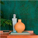 Elitis|Papier peint fibre végétale de raphia ou abaca teintée verte|Papier Peint