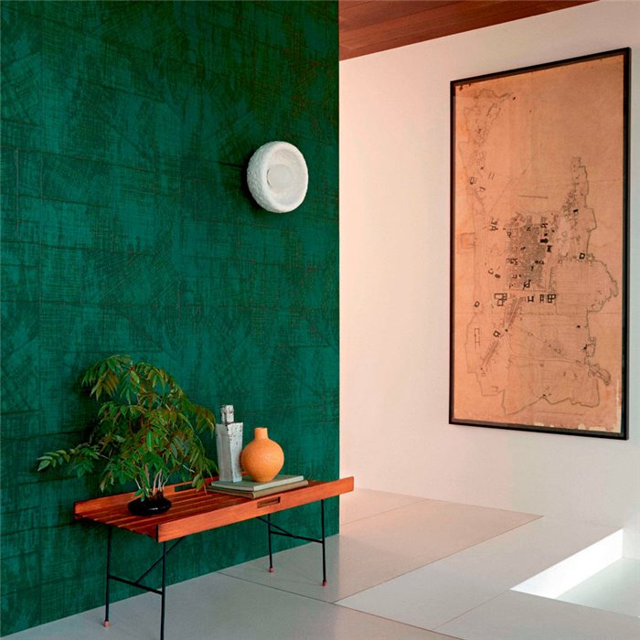 Elitis|Papier peint fibre végétale de raphia ou abaca teintée verte|Papier Peint