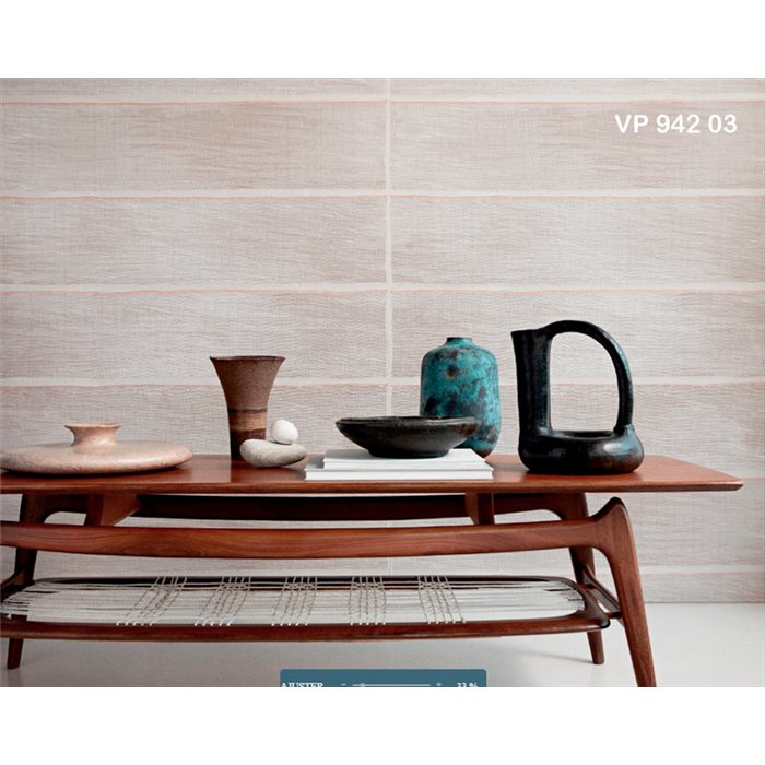 Elitis|Japanische Tapete mit horizontalen Paneelen in Raffia-Optik|Tapeten