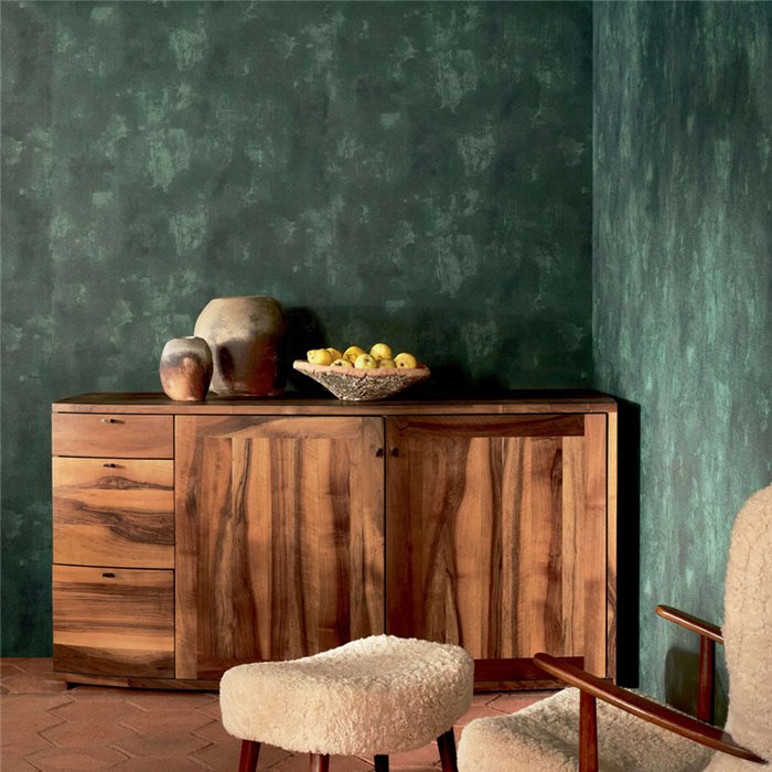 Elitis|Dark green stucco wallpaper with lime paint look|Stucco Imitation