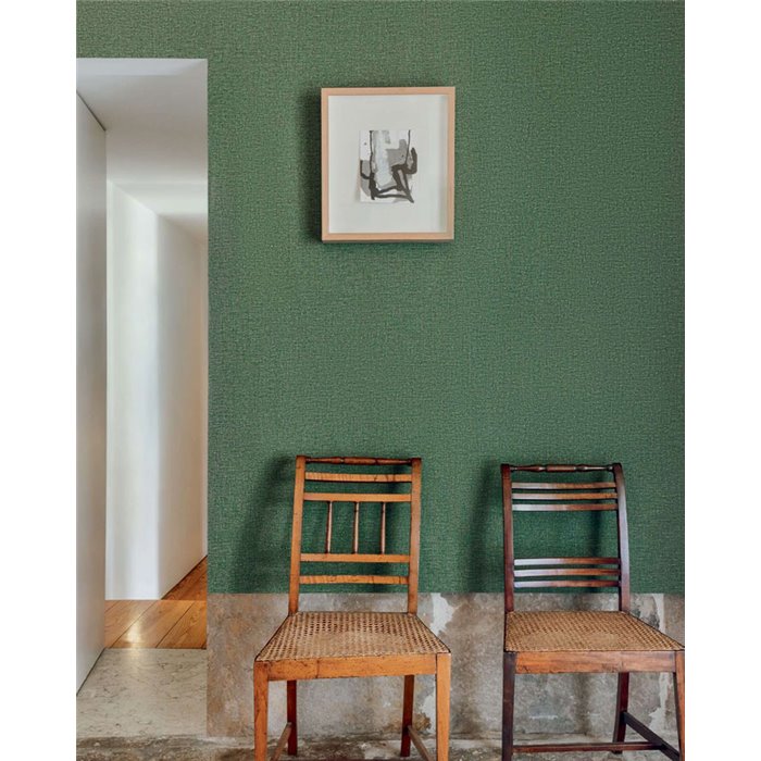 Elitis|Papel pintado gama alta efecto textil lino verde botella|Imitacion Tela