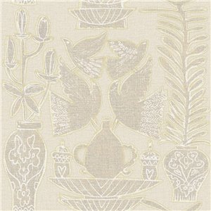 Elitis|Papel pintado efecto textil bordado florales y pájaros|Alta Gama
