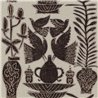 Elitis|Linen-effect wallpaper with embroidered leaves, flowers and ceramics|High-End