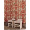 Elitis|Papier peint haut de gamme avec broderies rouges de plantes et objets décoratifs|Haut Gamme