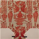 Elitis|Papel pintado alta gama con bordados rojo de plantas y objetos decorativos|Alta Gama