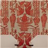 Elitis|Papier peint haut de gamme avec broderies rouges de plantes et objets décoratifs|Haut Gamme