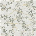 Elitis|Papier peint floral gris et jaune sur fond clair|Floral
