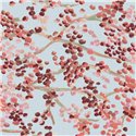 Elitis|Papier peint floral rouge et rose sur fond bleu clair|Haut Gamme