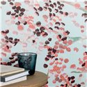 Elitis|Florale Tapete in Rot- und Rosatönen auf hellblauem Hintergrund|Hochwertige