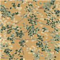 Elitis|Floral wallpaper in greens and beige on golden background|High-End