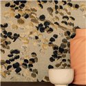 Elitis|Papier peint haut de gamme à fleurs marron et jaune sur fond beige|Floral