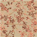 Elitis|Papier peint floral rose et marron avec fond beige|Haut Gamme