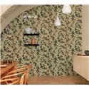 Elitis|Floral wallpaper in greys and yellows on light background|Floral