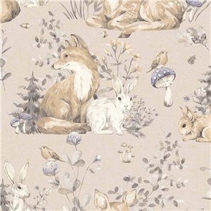 Cristiana Masi|Papier Peint pour enfants, animaux de la forêt bleu-vert|Enfants