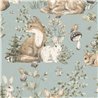 Cristiana Masi|Papier Peint pour enfants, animaux de la forêt bleu-vert|Enfants