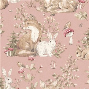 Cristiana Masi|Papier Peint pour enfants, animaux de la forêt bleu-vert|Enfants