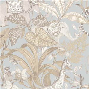 Cristiana Masi|Papier Peint pour enfants, animaux de la forêt bleu-vert|Enfants