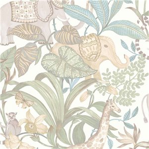 Cristiana Masi|Papier Peint pour enfants, animaux de la forêt bleu-vert|Enfants