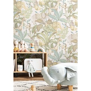Cristiana Masi|Children's wallpaper with foxes, forest green background|Children's 2