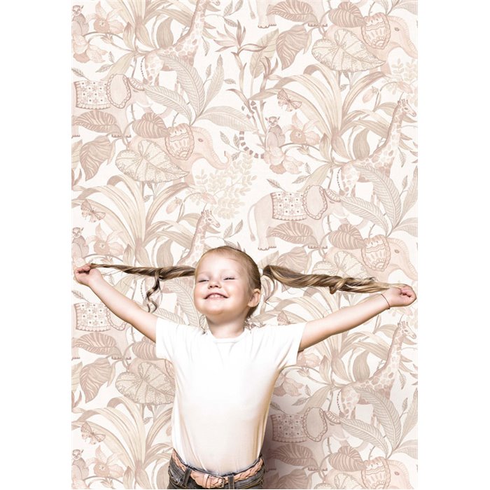 Cristiana Masi|Powder pink tropical jungle children's wallpaper|Children's