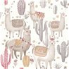 Cristiana Masi|Papier Peint enfant lama cactus Blanc chaud|Enfants